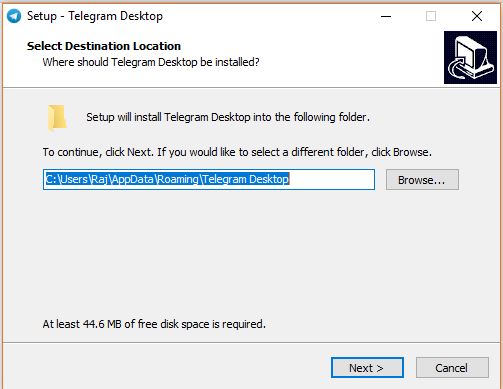 Select Telegram installation location