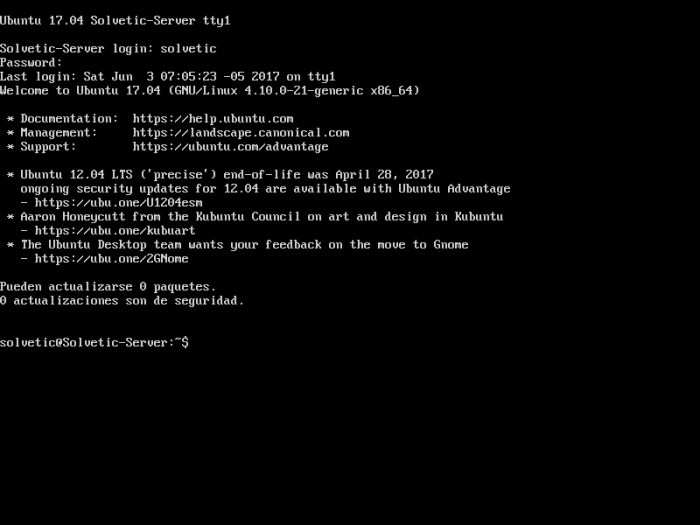 Interface Ubuntu server