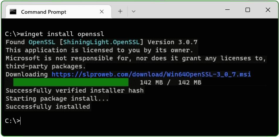 Windows'ta OpenSSL Kurulumu