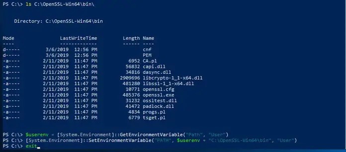 openssl-on-win2019