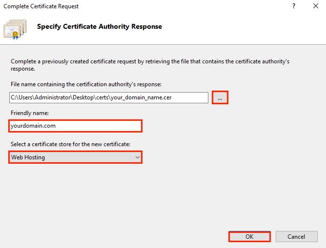 Installer le certificat SSL sur le serveur Windows IIS