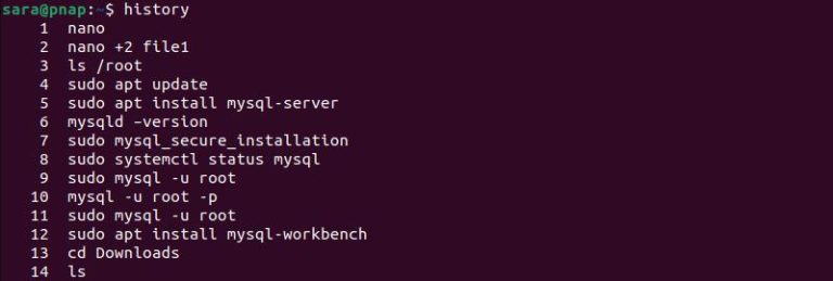 Commandes sur l'histoire de Linux
